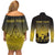 Personalised Palau Independence Day Couples Matching Off Shoulder Short Dress and Long Sleeve Button Shirt Palauan Tattoo Pattern - Polynesian Pride