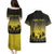 Personalised Palau Independence Day Couples Matching Puletasi and Hawaiian Shirt Palauan Tattoo Pattern - Polynesian Pride