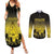 Personalised Palau Independence Day Couples Matching Summer Maxi Dress and Long Sleeve Button Shirt Palauan Tattoo Pattern - Polynesian Pride