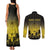 Personalised Palau Independence Day Couples Matching Tank Maxi Dress and Long Sleeve Button Shirt Palauan Tattoo Pattern - Polynesian Pride