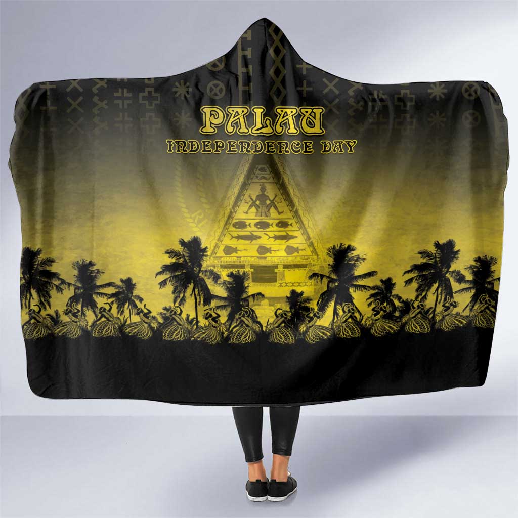 Palau Independence Day Hooded Blanket Palauan Tattoo Pattern - Polynesian Pride