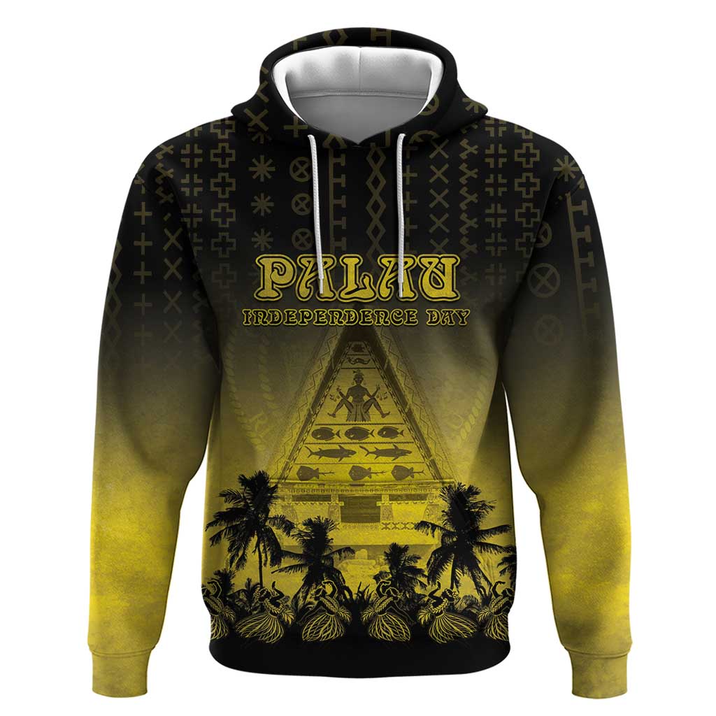 Personalised Palau Independence Day Hoodie Palauan Tattoo Pattern - Polynesian Pride