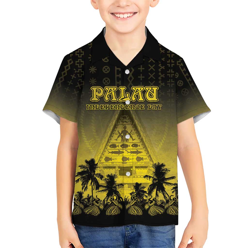 Personalised Palau Independence Day Kid Hawaiian Shirt Palauan Tattoo Pattern - Polynesian Pride