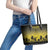 Palau Independence Day Leather Tote Bag Palauan Tattoo Pattern - Polynesian Pride