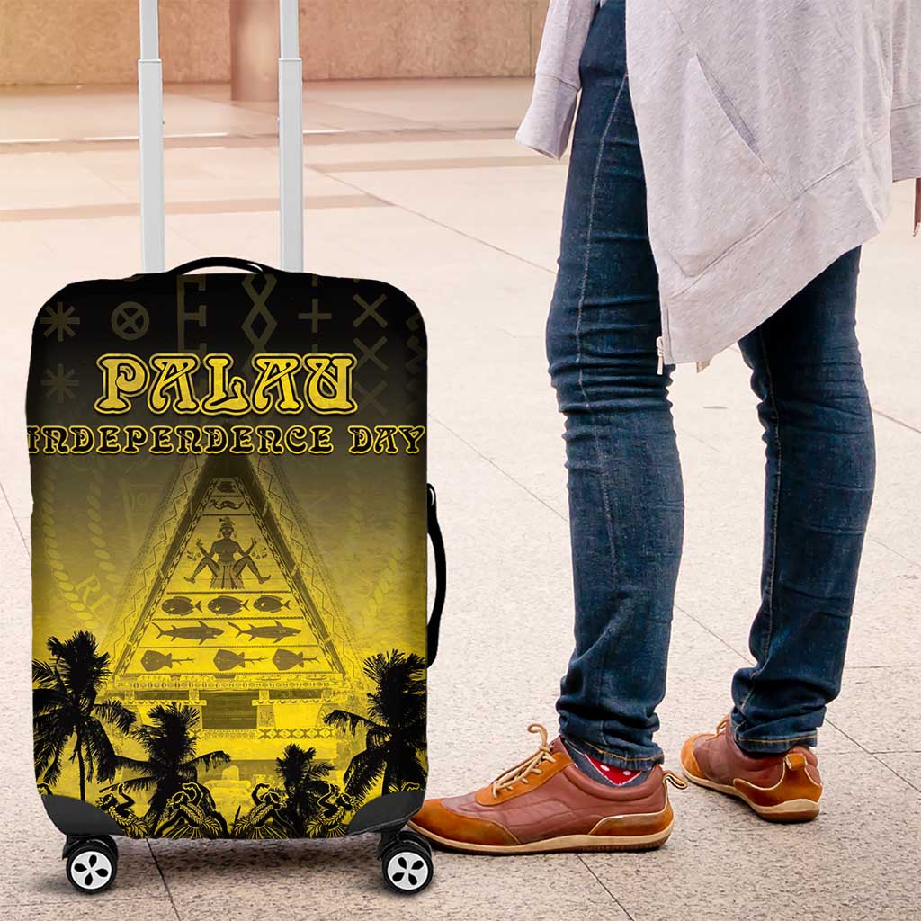 Palau Independence Day Luggage Cover Palauan Tattoo Pattern - Polynesian Pride