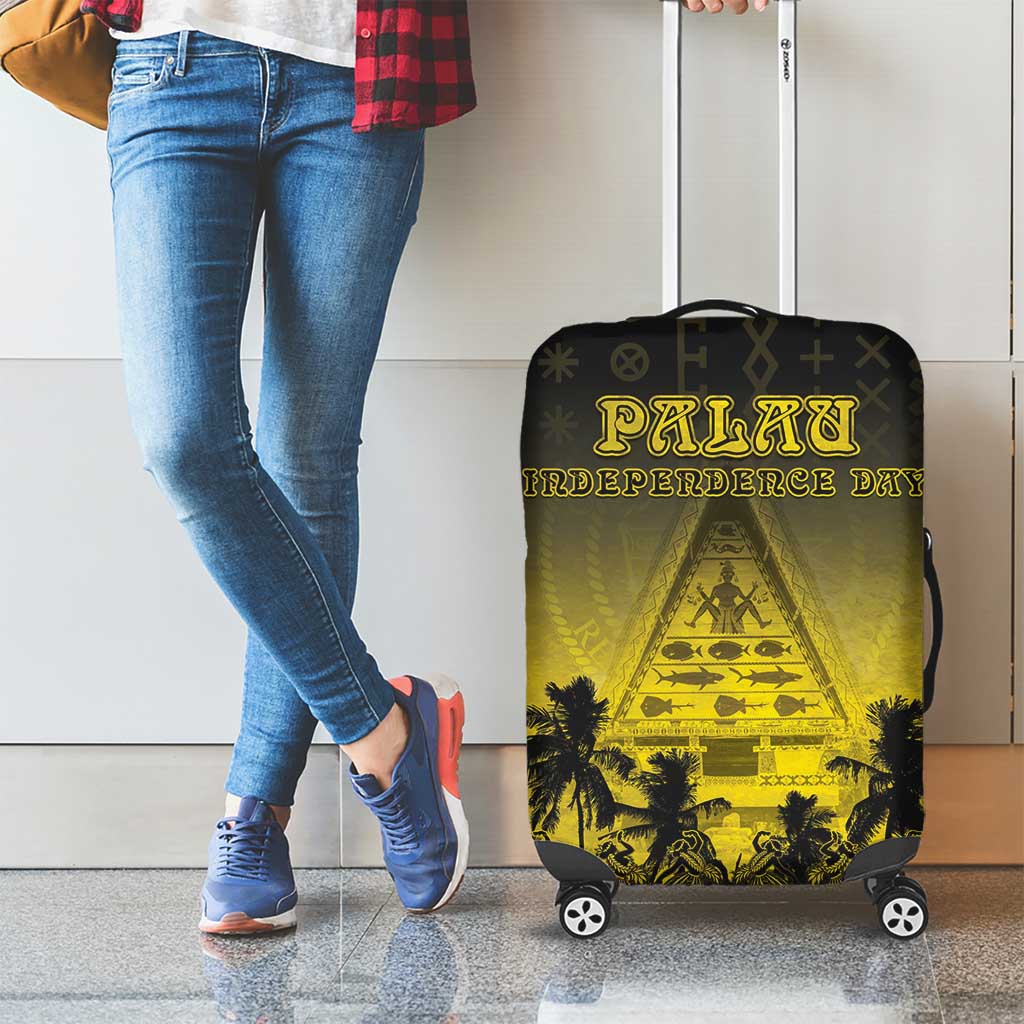 Palau Independence Day Luggage Cover Palauan Tattoo Pattern - Polynesian Pride