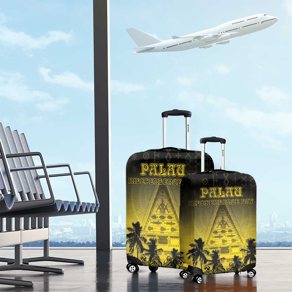 Palau Independence Day Luggage Cover Palauan Tattoo Pattern - Polynesian Pride