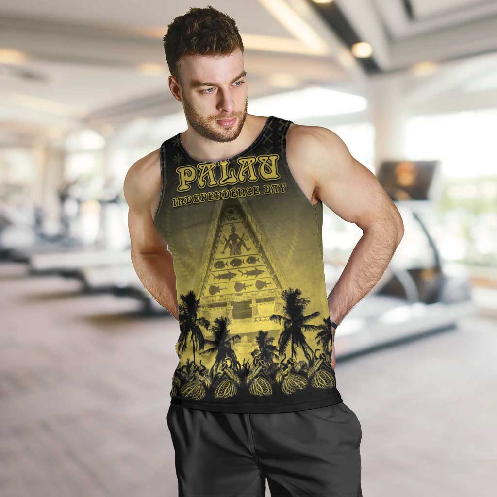 Personalised Palau Independence Day Men Tank Top Palauan Tattoo Pattern - Polynesian Pride