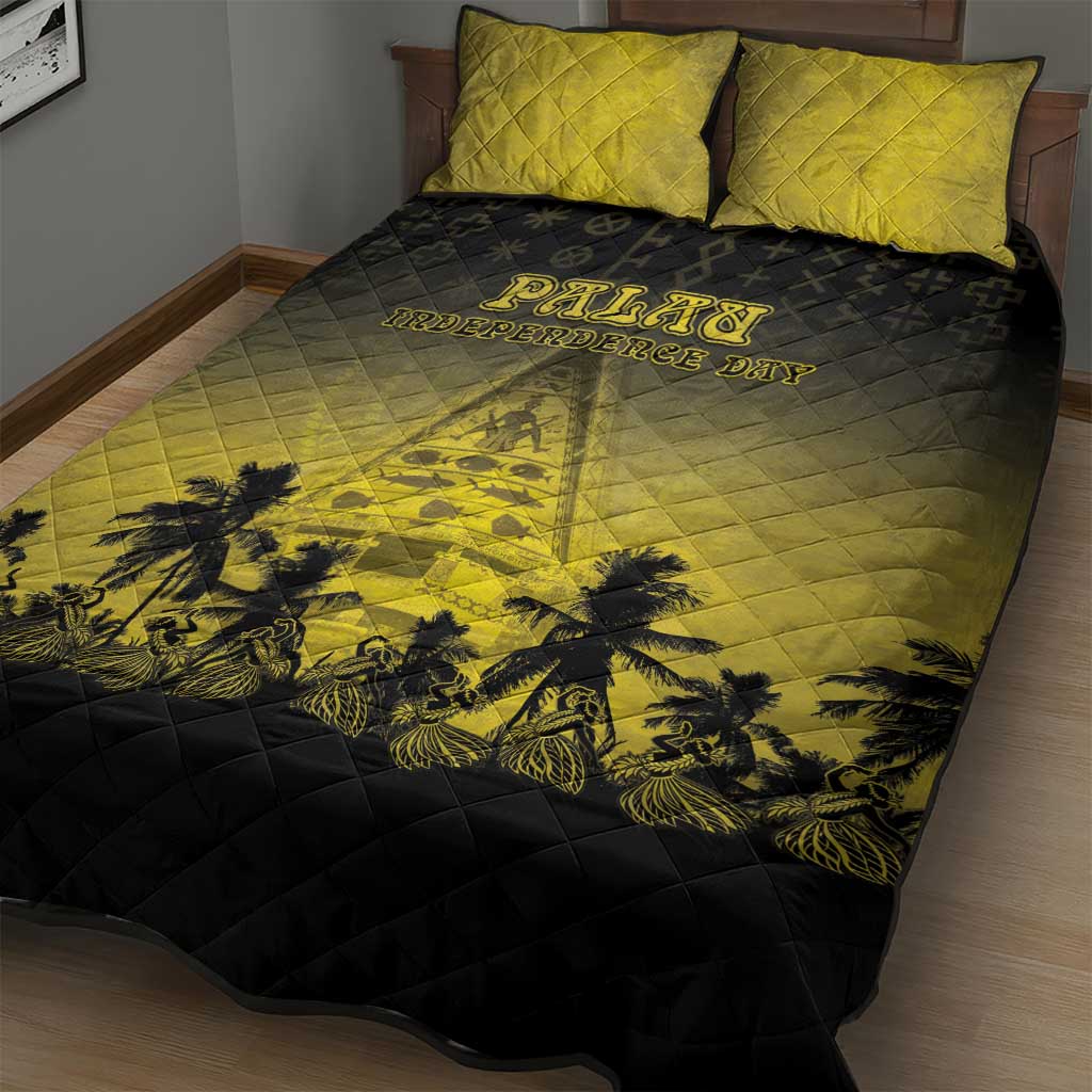 Palau Independence Day Quilt Bed Set Palauan Tattoo Pattern - Polynesian Pride