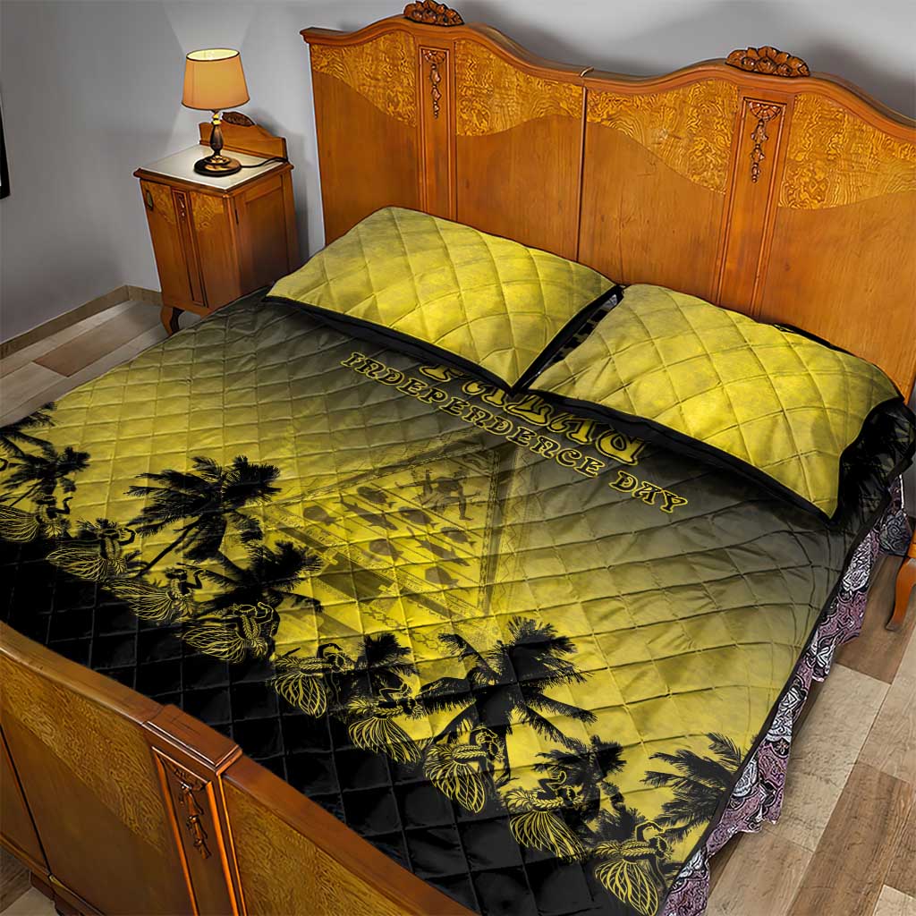 Palau Independence Day Quilt Bed Set Palauan Tattoo Pattern - Polynesian Pride