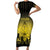 Personalised Palau Independence Day Short Sleeve Bodycon Dress Palauan Tattoo Pattern - Polynesian Pride