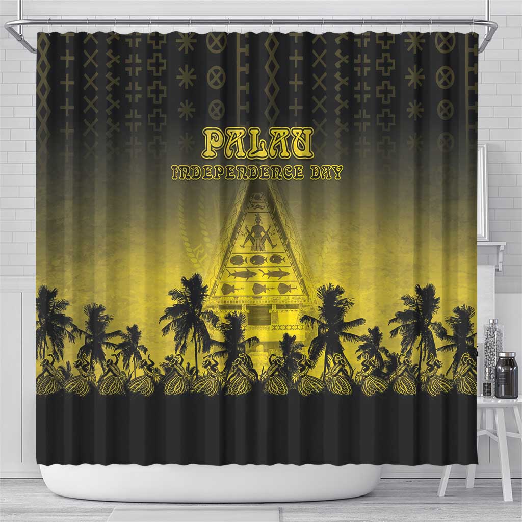 Palau Independence Day Shower Curtain Palauan Tattoo Pattern - Polynesian Pride