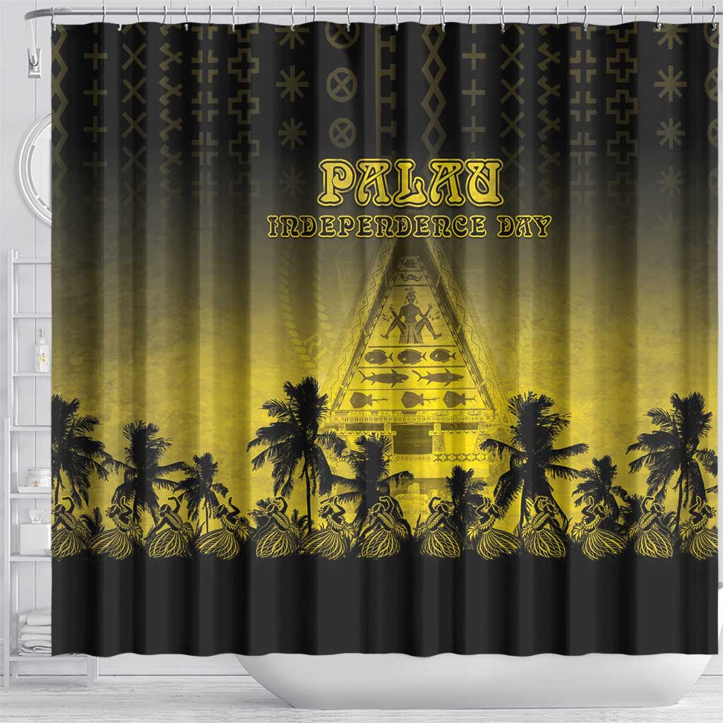 Palau Independence Day Shower Curtain Palauan Tattoo Pattern - Polynesian Pride