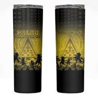Personalised Palau Independence Day Skinny Tumbler Palauan Tattoo Pattern - Polynesian Pride