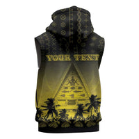 Personalised Palau Independence Day Sleeveless Hoodie Palauan Tattoo Pattern - Polynesian Pride