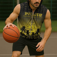 Personalised Palau Independence Day Sleeveless Zip Hoodie Palauan Tattoo Pattern - Polynesian Pride