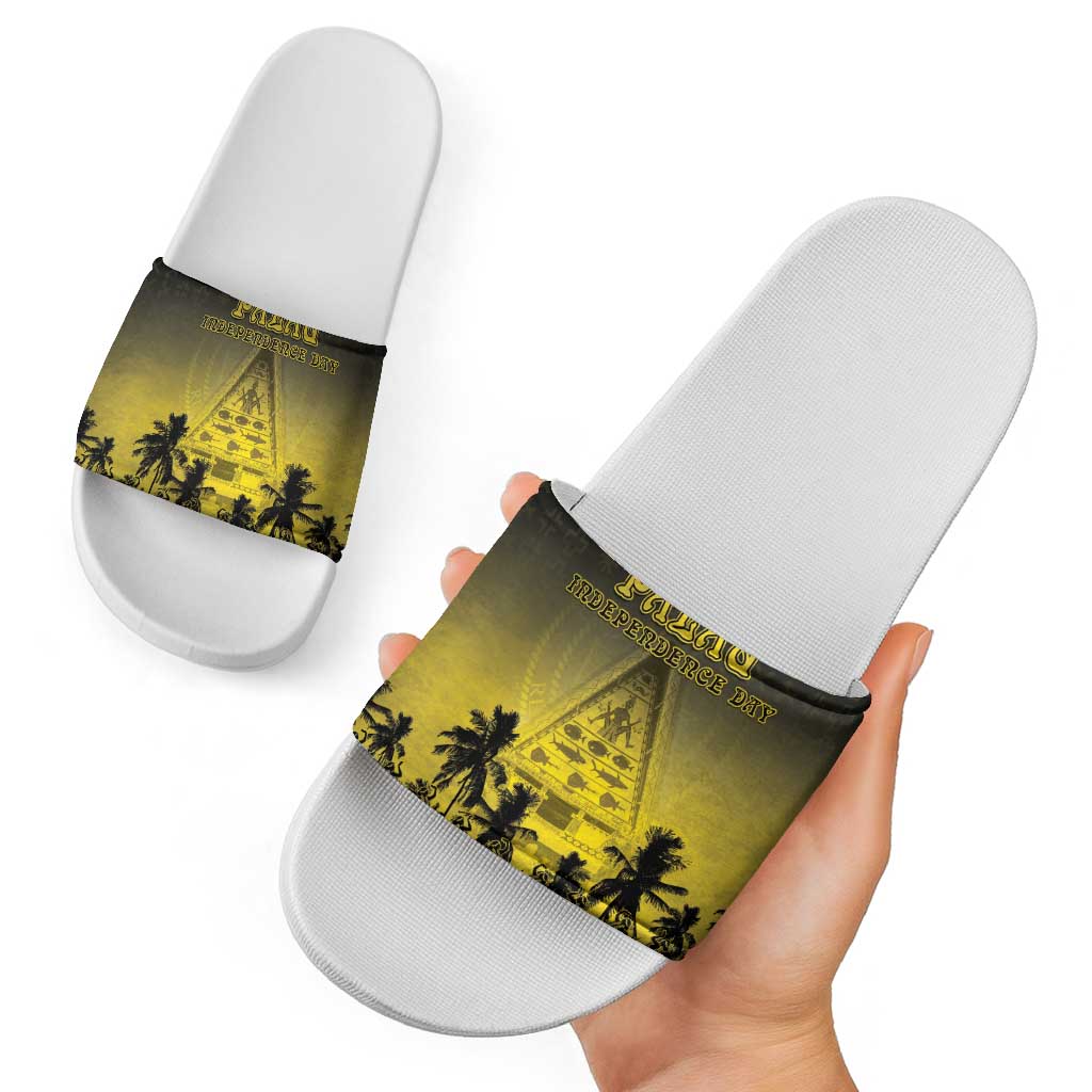 Palau Independence Day Slide Sandals Palauan Tattoo Pattern - Polynesian Pride