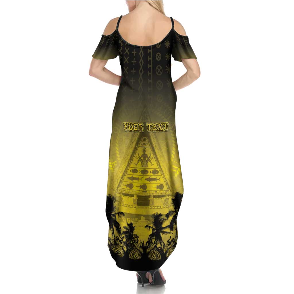 Personalised Palau Independence Day Summer Maxi Dress Palauan Tattoo Pattern - Polynesian Pride