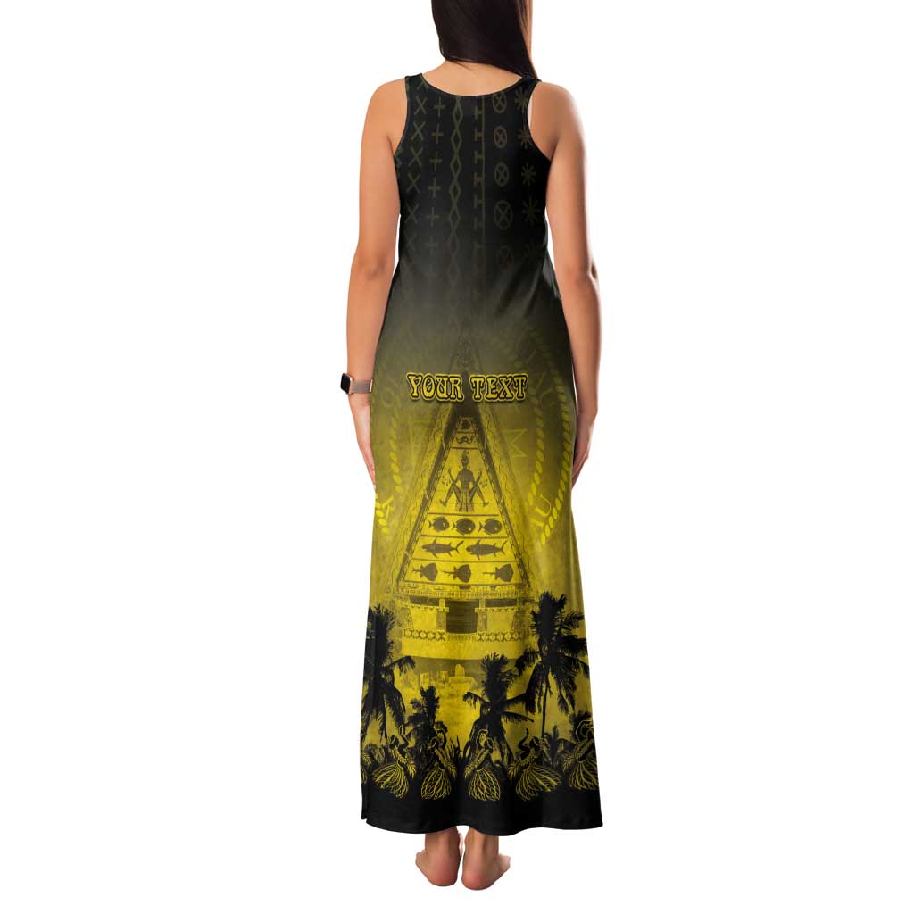 Personalised Palau Independence Day Tank Maxi Dress Palauan Tattoo Pattern - Polynesian Pride