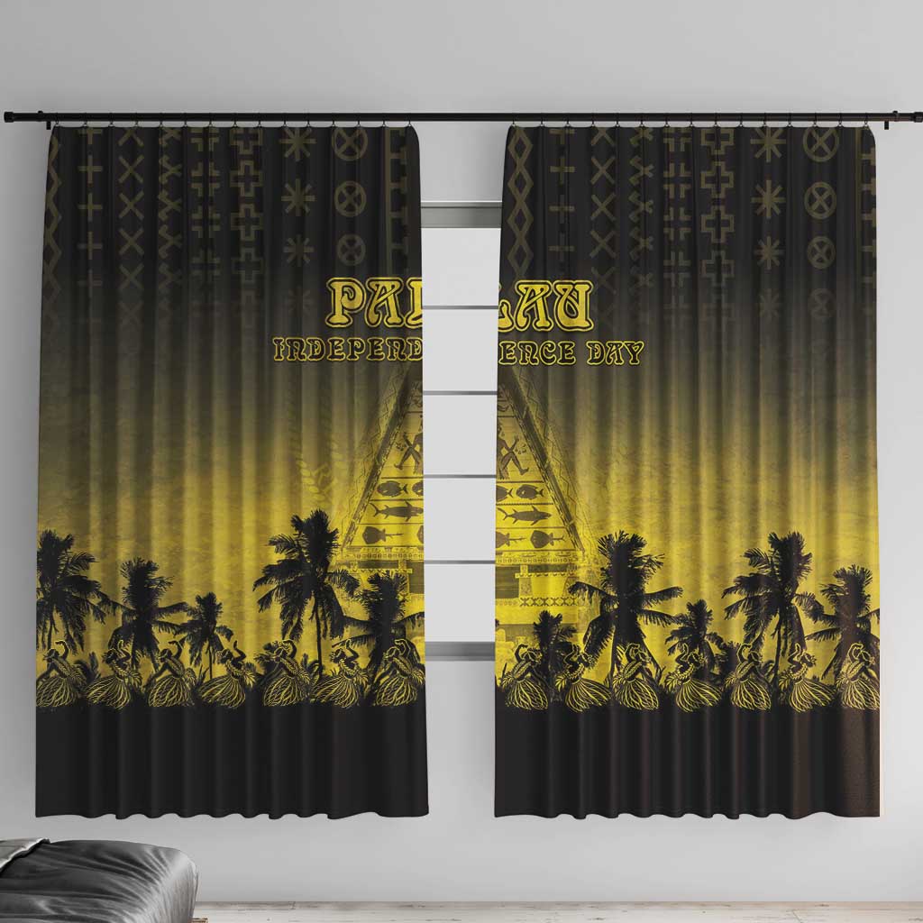 Palau Independence Day Window Curtain Palauan Tattoo Pattern - Polynesian Pride