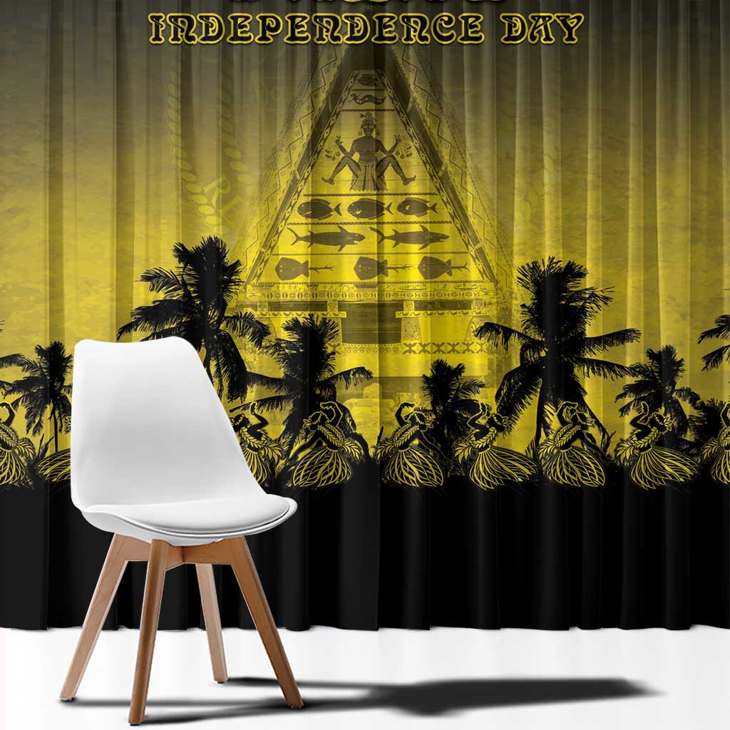 Palau Independence Day Window Curtain Palauan Tattoo Pattern - Polynesian Pride