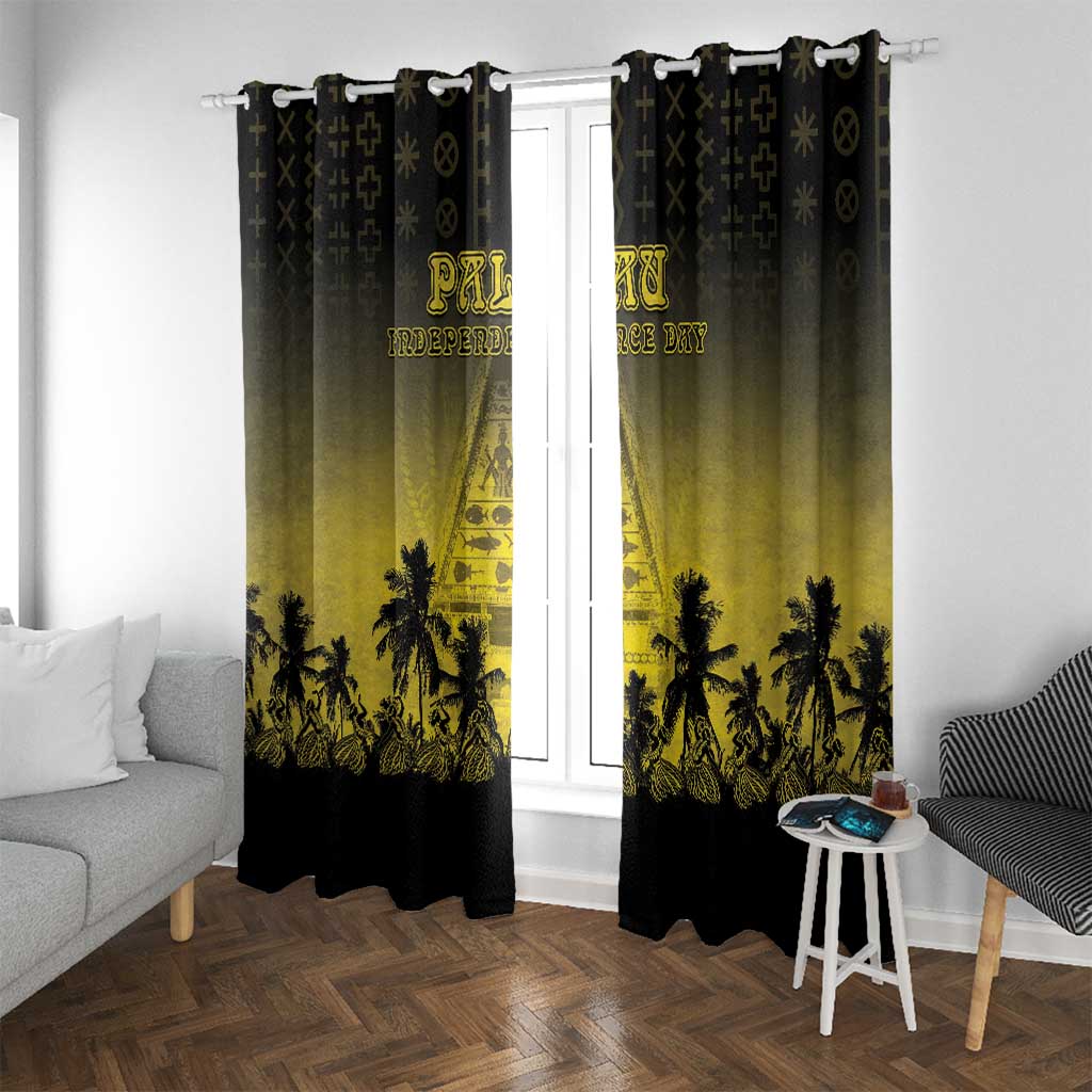 Palau Independence Day Window Curtain Palauan Tattoo Pattern - Polynesian Pride