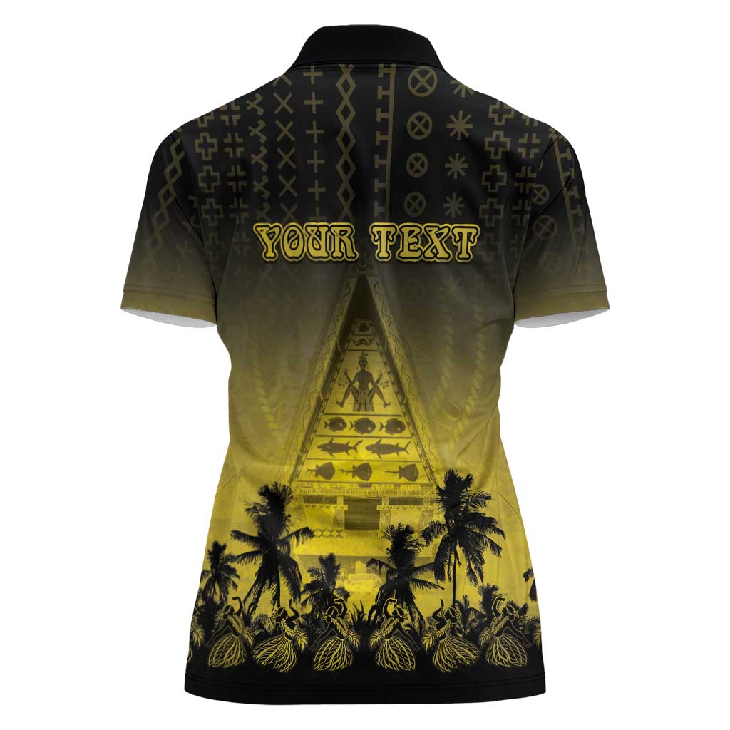 Personalised Palau Independence Day Women Polo Shirt Palauan Tattoo Pattern - Polynesian Pride