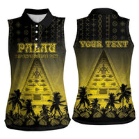 Personalised Palau Independence Day Women Sleeveless Polo Shirt Palauan Tattoo Pattern - Polynesian Pride