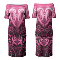 Aotearoa Breast Cancer Family Matching Puletasi and Hawaiian Shirt Maori Tribal Pattern