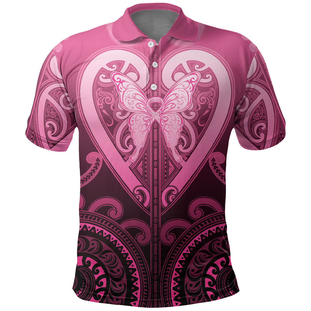 Aotearoa Breast Cancer Polo Shirt Maori Tribal Pattern LT05 Pink - Polynesian Pride