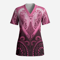 Aotearoa Breast Cancer Scrub Top Maori Tribal Pattern LT05 Adult Pink - Polynesian Pride