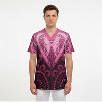 Aotearoa Breast Cancer Scrub Top Maori Tribal Pattern LT05 - Polynesian Pride