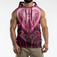Aotearoa Breast Cancer Sleeveless Hoodie Maori Tribal Pattern LT05 - Polynesian Pride