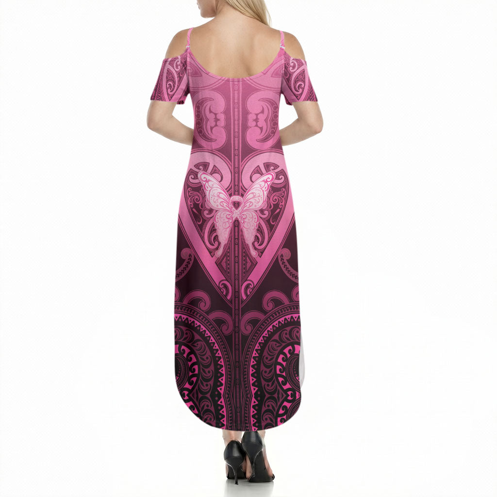 Aotearoa Breast Cancer Summer Maxi Dress Maori Tribal Pattern LT05 - Polynesian Pride