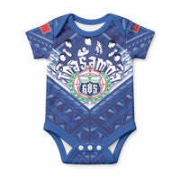 Toa Samoa Rugby Custom Baby Onesie Samoan Pride With Tribal Pattern LT05 Blue - Polynesian Pride