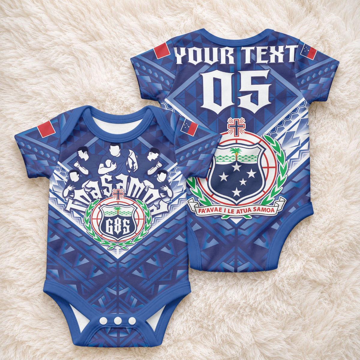 Toa Samoa Rugby Custom Baby Onesie Samoan Pride With Tribal Pattern LT05 - Polynesian Pride