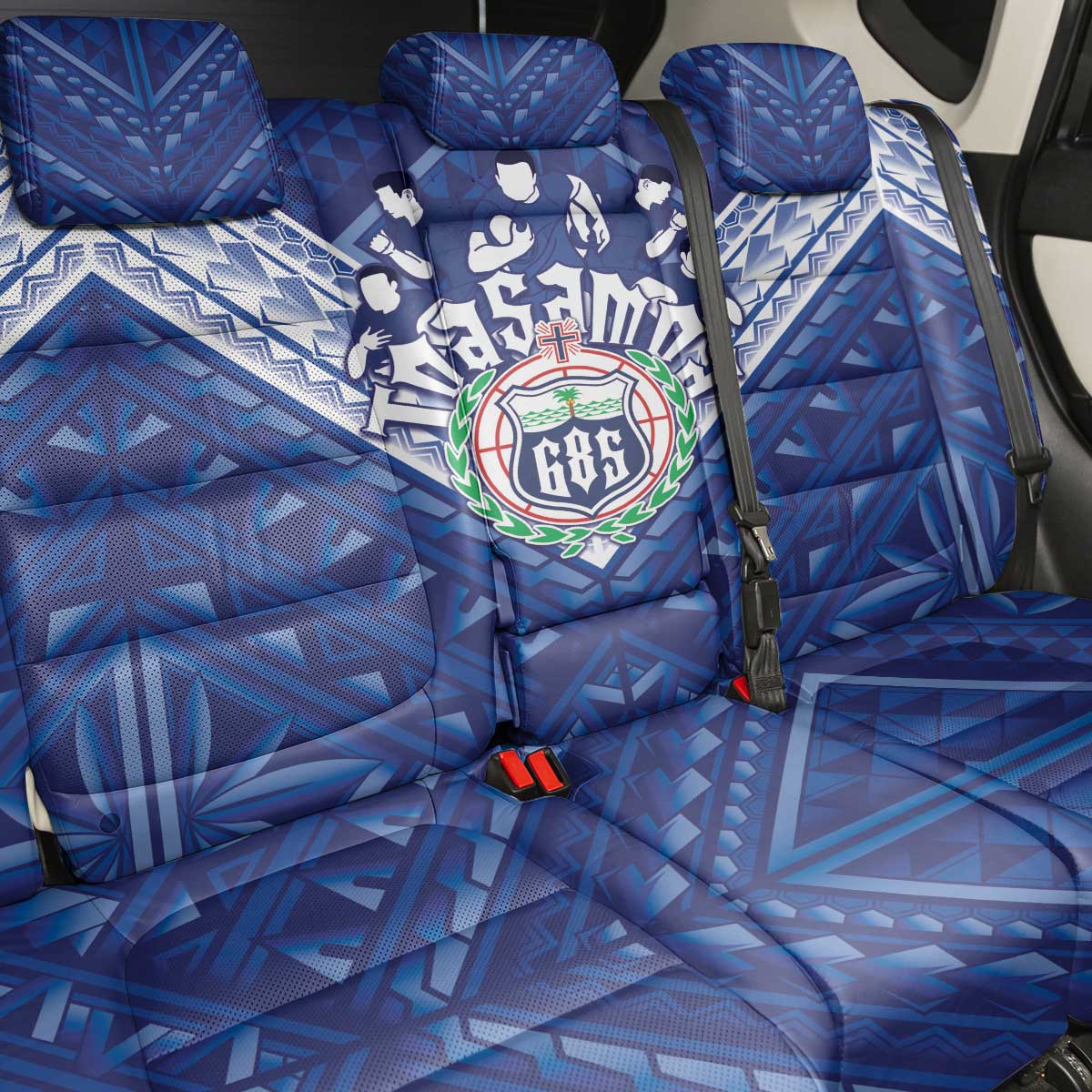 Toa Samoa Rugby Back Car Seat Cover Samoan Pride With Tribal Pattern - Polynesian Pride