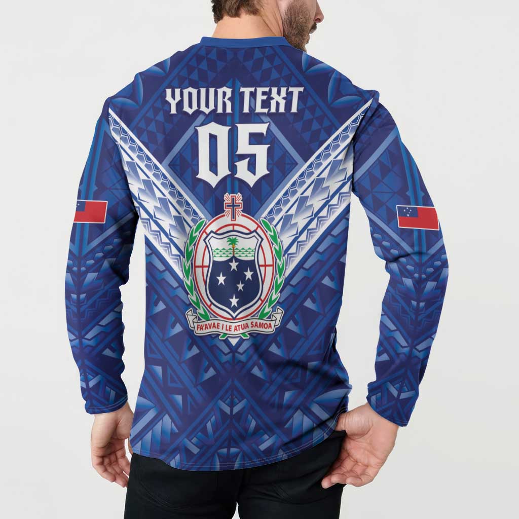 Toa Samoa Rugby Custom Button Sweatshirt Samoan Pride With Tribal Pattern - Polynesian Pride