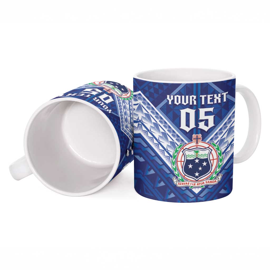 Toa Samoa Rugby Custom Ceramic Mug Samoan Pride With Tribal Pattern - Polynesian Pride