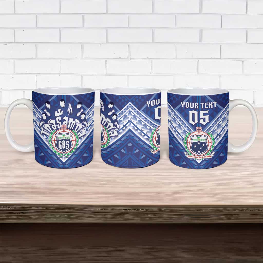Toa Samoa Rugby Custom Ceramic Mug Samoan Pride With Tribal Pattern - Polynesian Pride