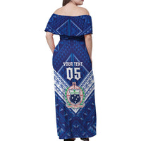 Toa Samoa Rugby Custom Family Matching Off Shoulder Maxi Dress and Hawaiian Shirt Samoan Pride With Tribal Pattern - Polynesian Pride