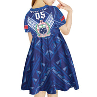 Toa Samoa Rugby Custom Kid Short Sleeve Dress Samoan Pride With Tribal Pattern - Polynesian Pride
