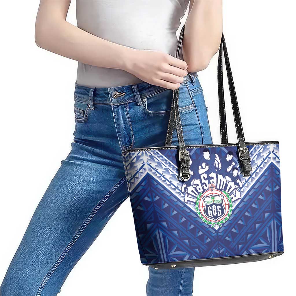 Toa Samoa Rugby Leather Tote Bag Samoan Pride With Tribal Pattern - Polynesian Pride