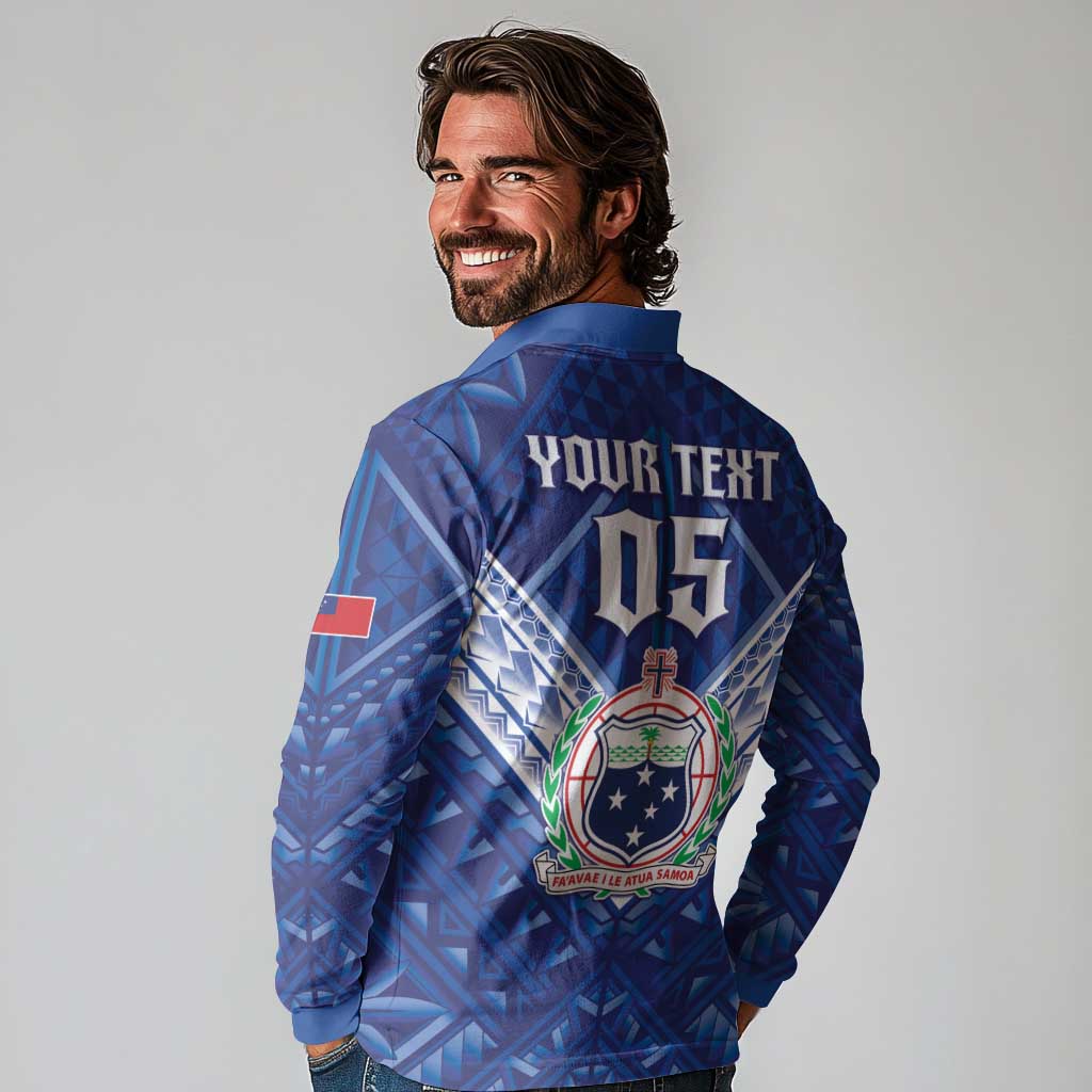Toa Samoa Rugby Custom Long Sleeve Polo Shirt Samoan Pride With Tribal Pattern - Polynesian Pride