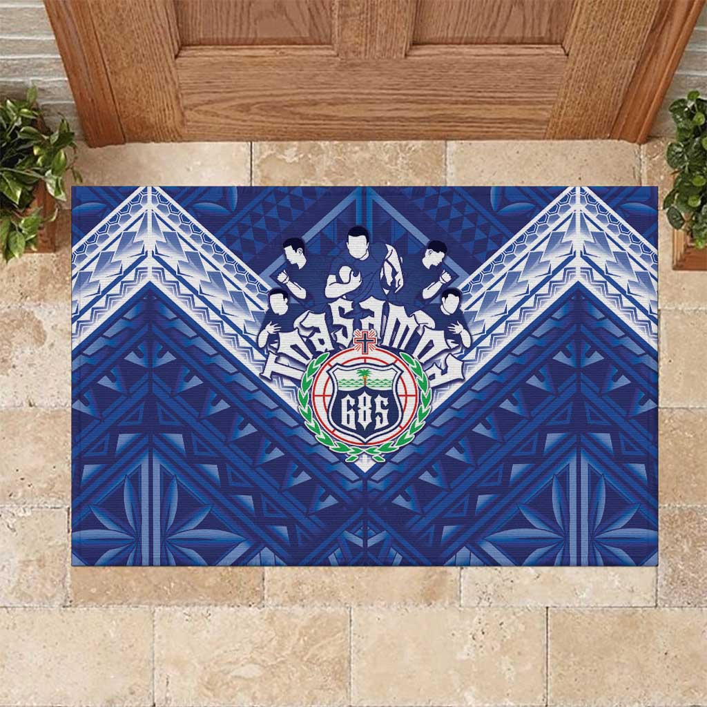 Toa Samoa Rugby Rubber Doormat Samoan Pride With Tribal Pattern - Polynesian Pride