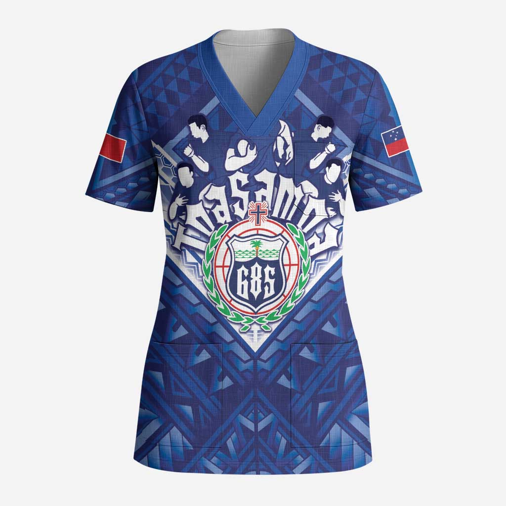 Toa Samoa Rugby Custom Scrub Top Samoan Pride With Tribal Pattern - Polynesian Pride