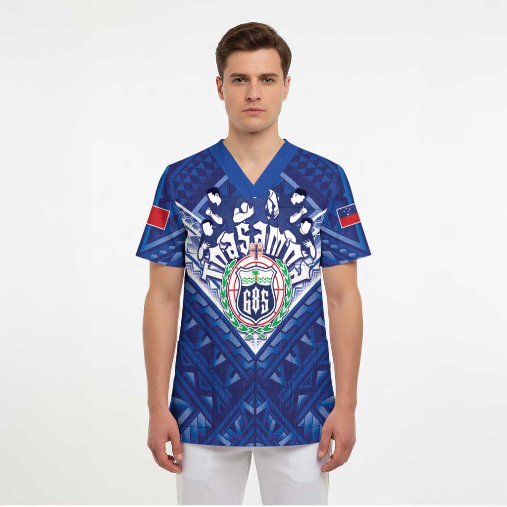 Toa Samoa Rugby Custom Scrub Top Samoan Pride With Tribal Pattern - Polynesian Pride