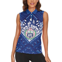 Toa Samoa Rugby Custom Women Sleeveless Polo Shirt Samoan Pride With Tribal Pattern - Polynesian Pride