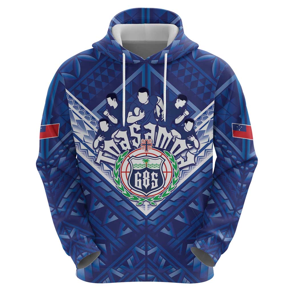 Toa Samoa Rugby Custom Zip Hoodie Samoan Pride With Tribal Pattern - Polynesian Pride