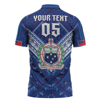 Toa Samoa Rugby Custom Zipper Polo Shirt Samoan Pride With Tribal Pattern - Polynesian Pride